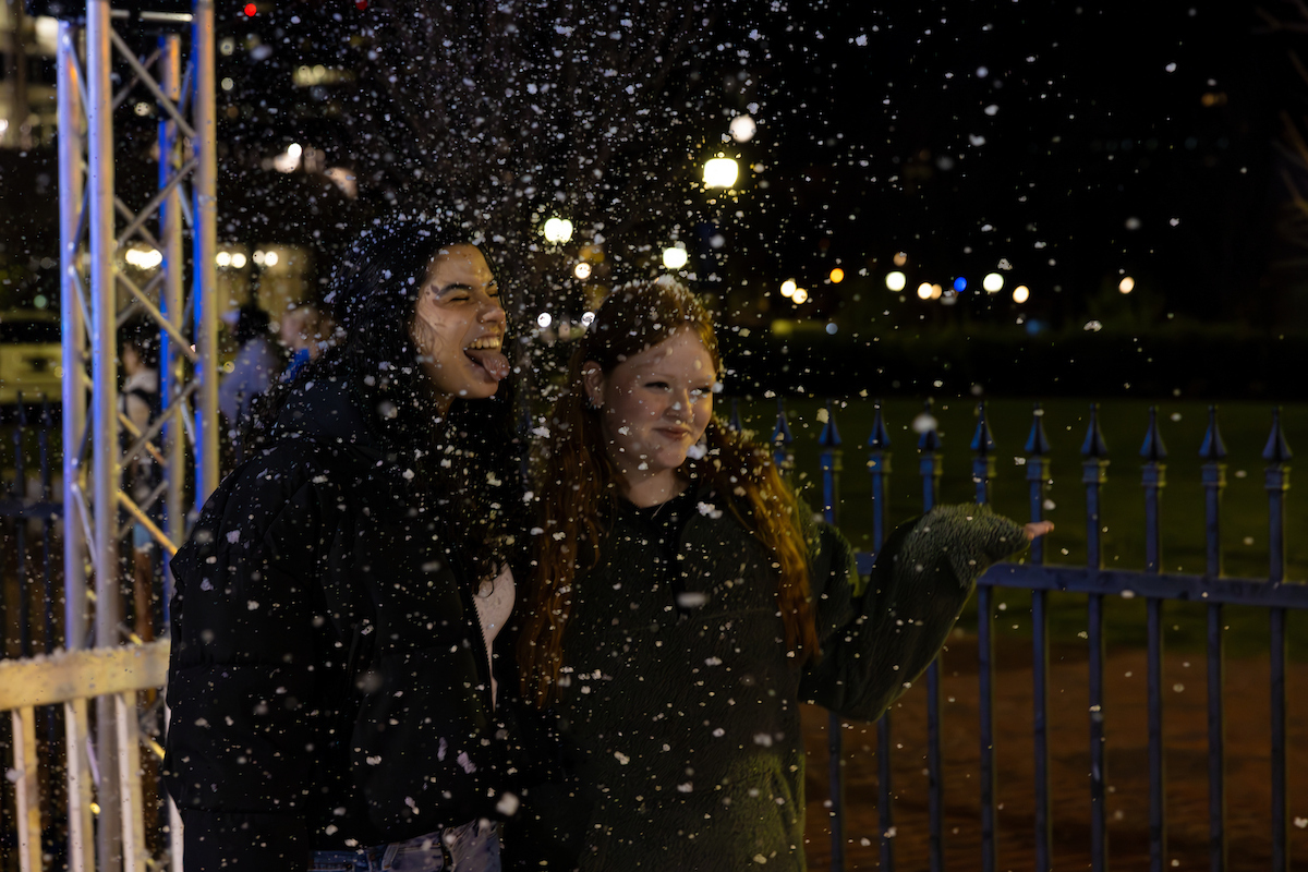 students in snow 