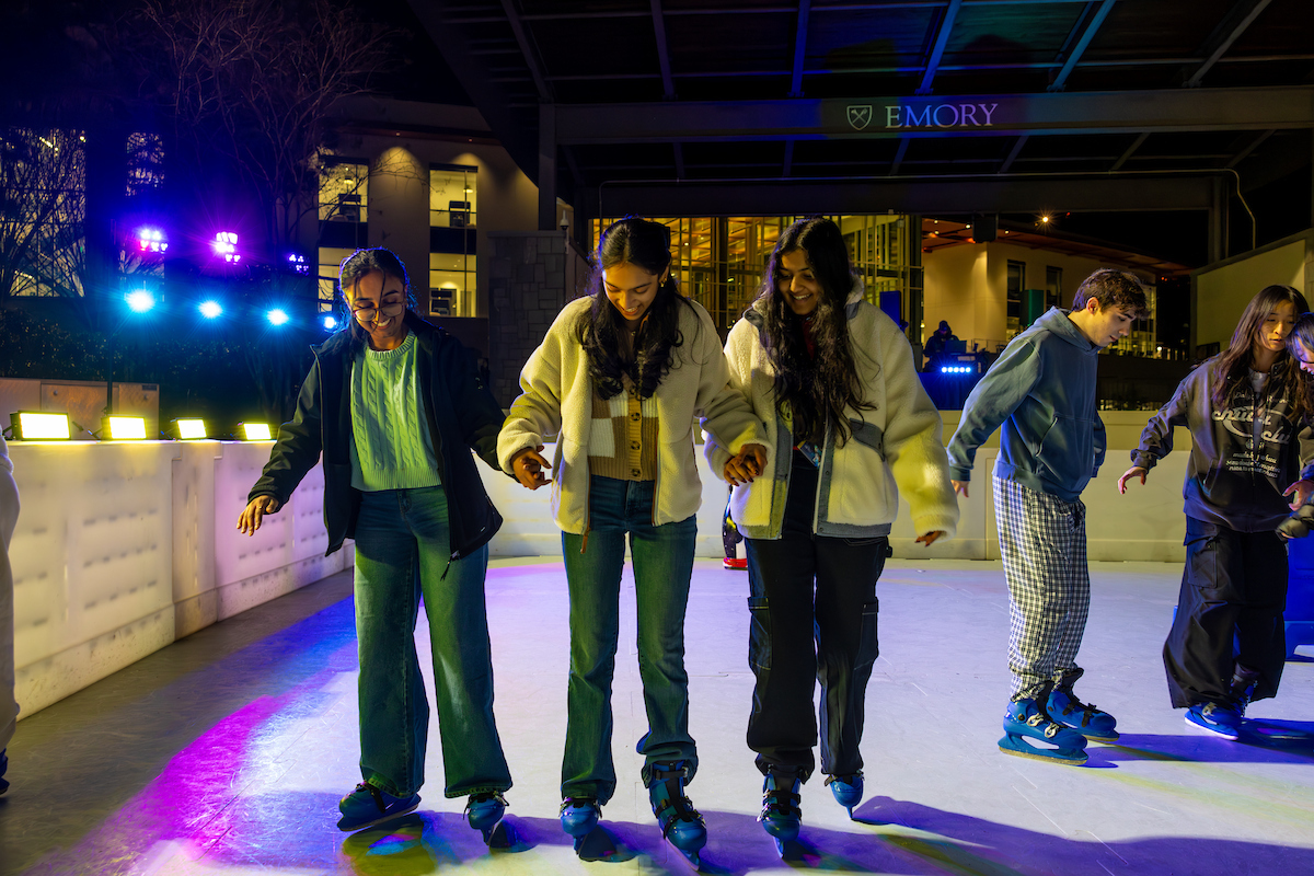 students ice skating 