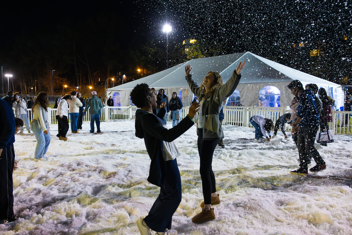 students in snow 