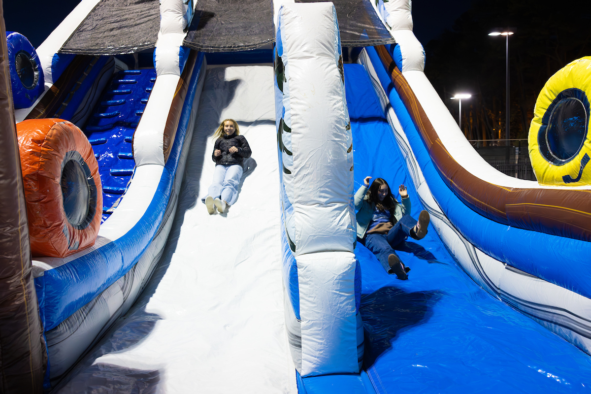 students in bouncy house 