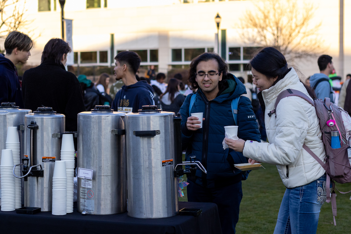 students getting hot chocolate 