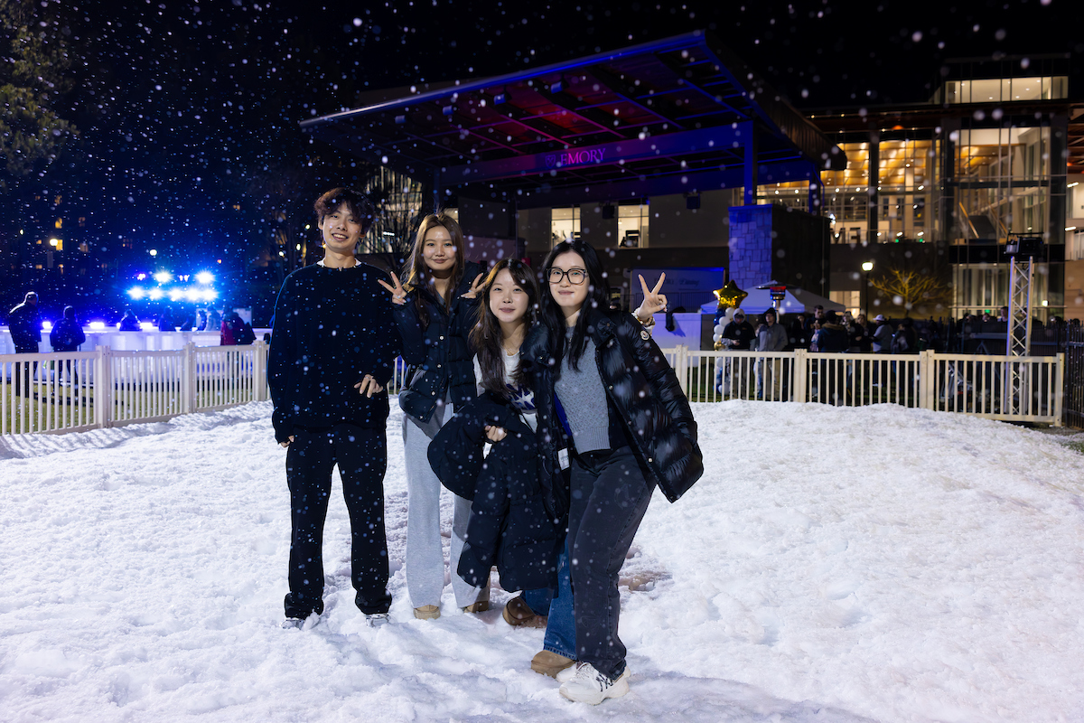 students in snow 