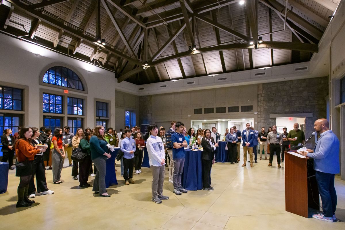 group standing in event