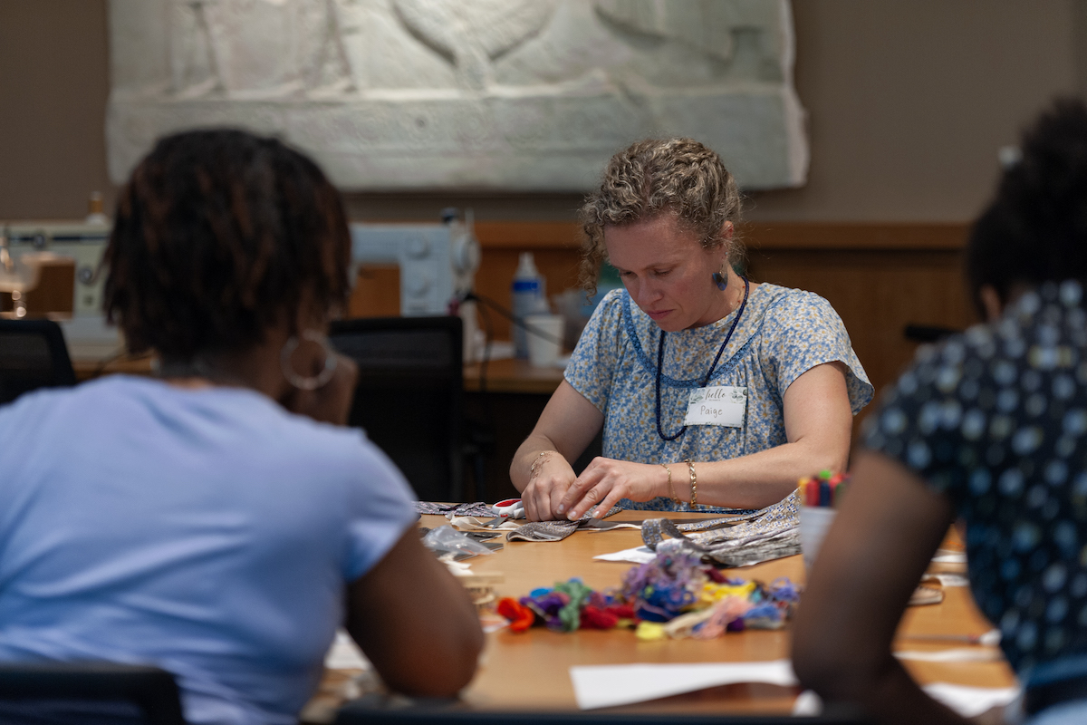 person working on a craft 