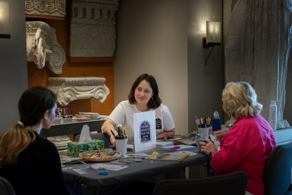 person behind a table 