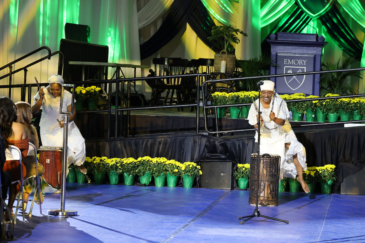 Music performers on stage with drums