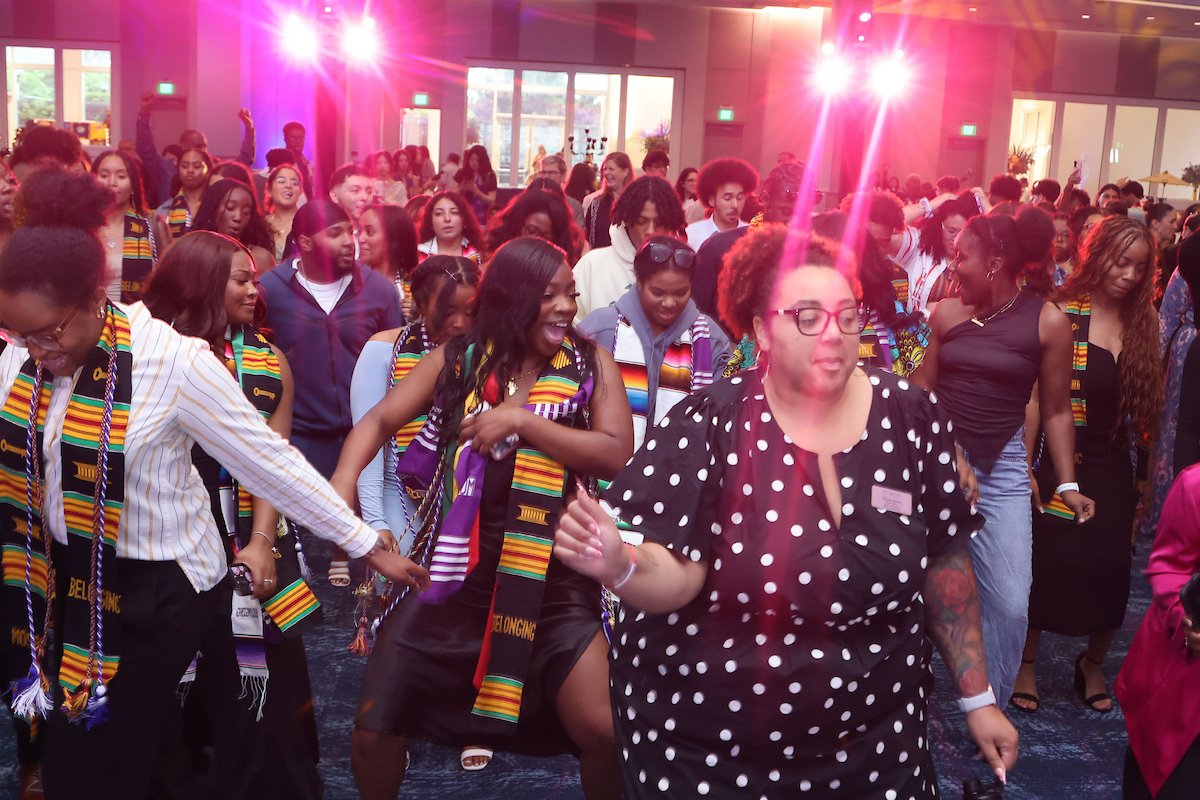 Attendees dancing