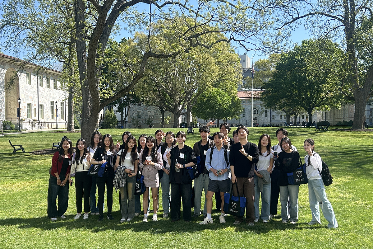 international student delegation standing on Quad