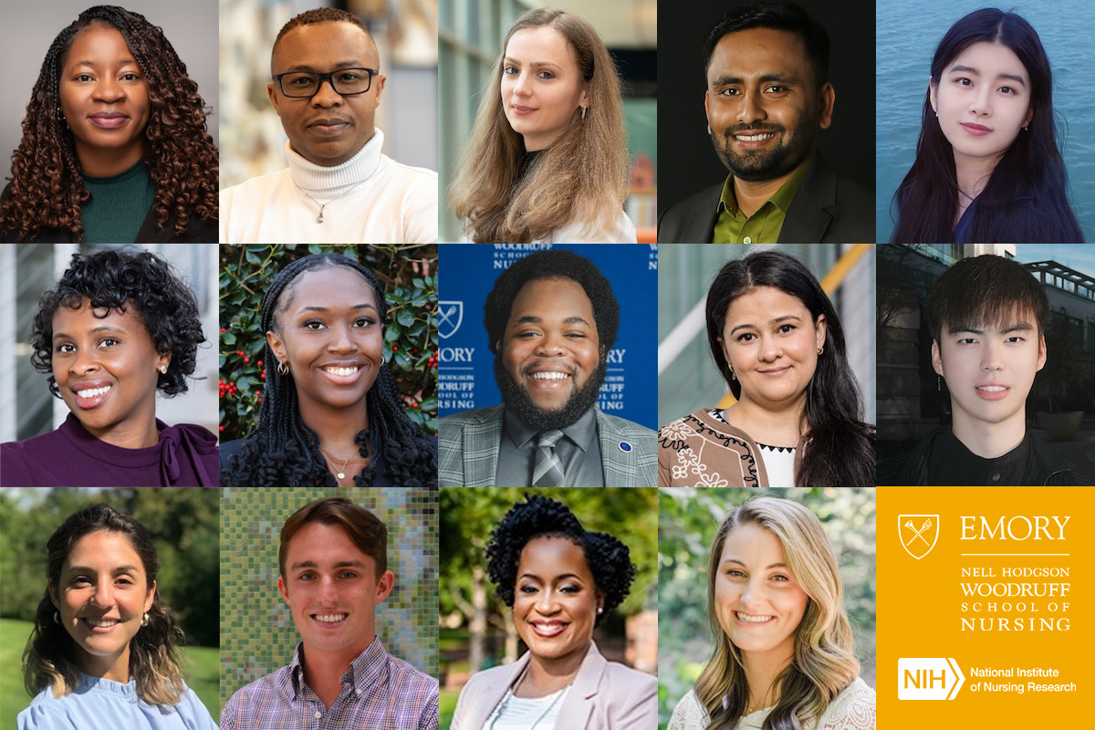 Headshots of SDOH fellows along with NINR and School of Nursing logos