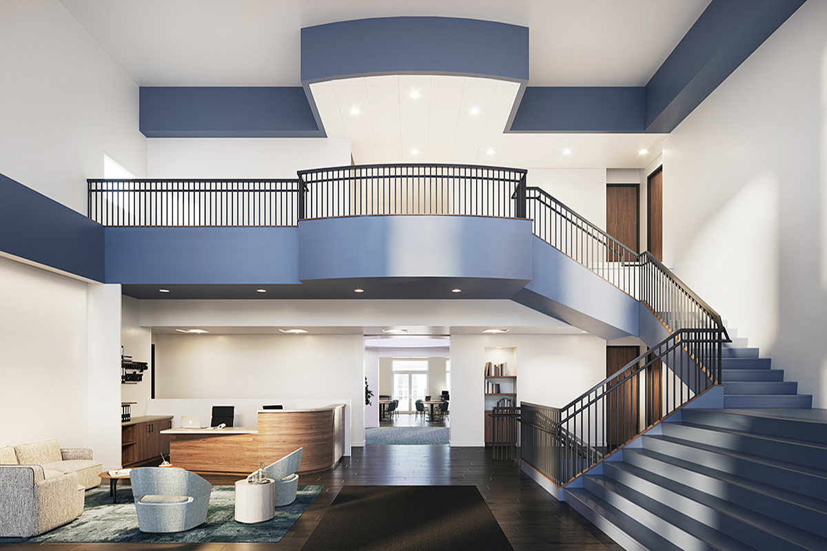 rendering of the reception area