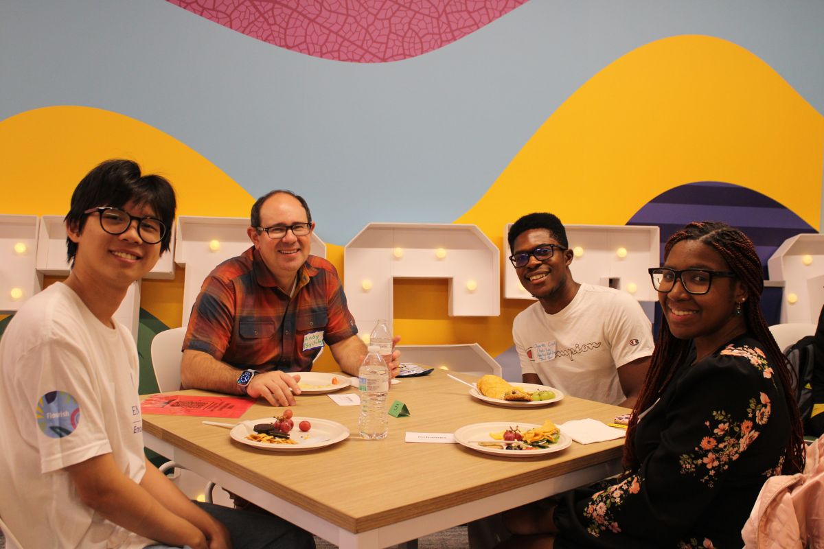 group of students eating