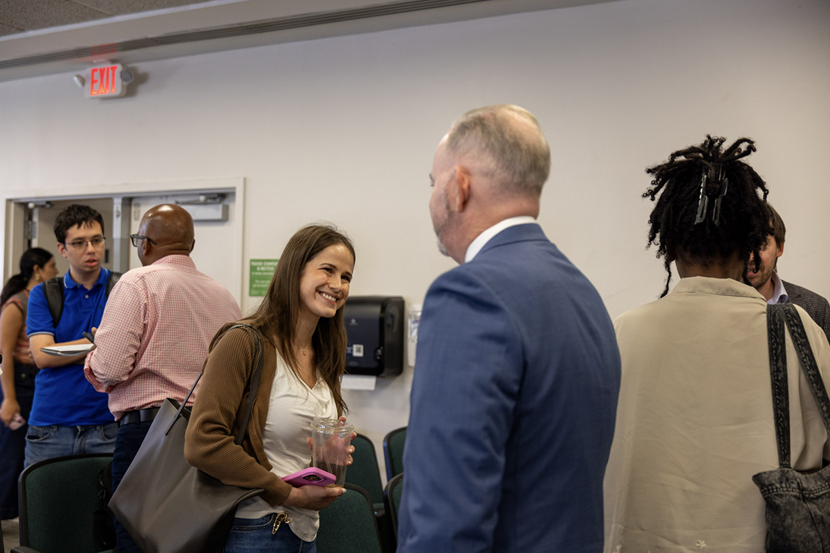 speaking with a student