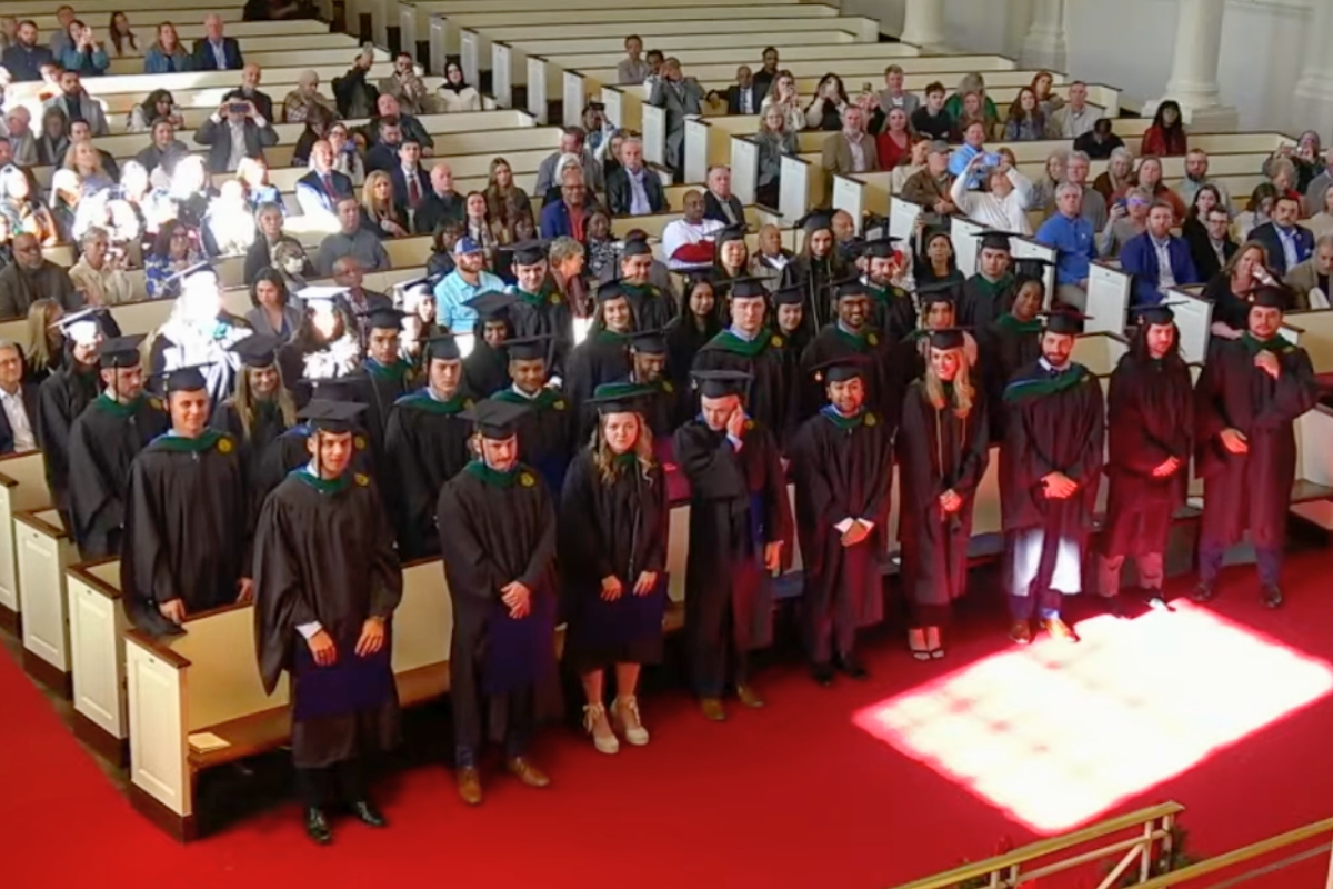 graduates during ceremony