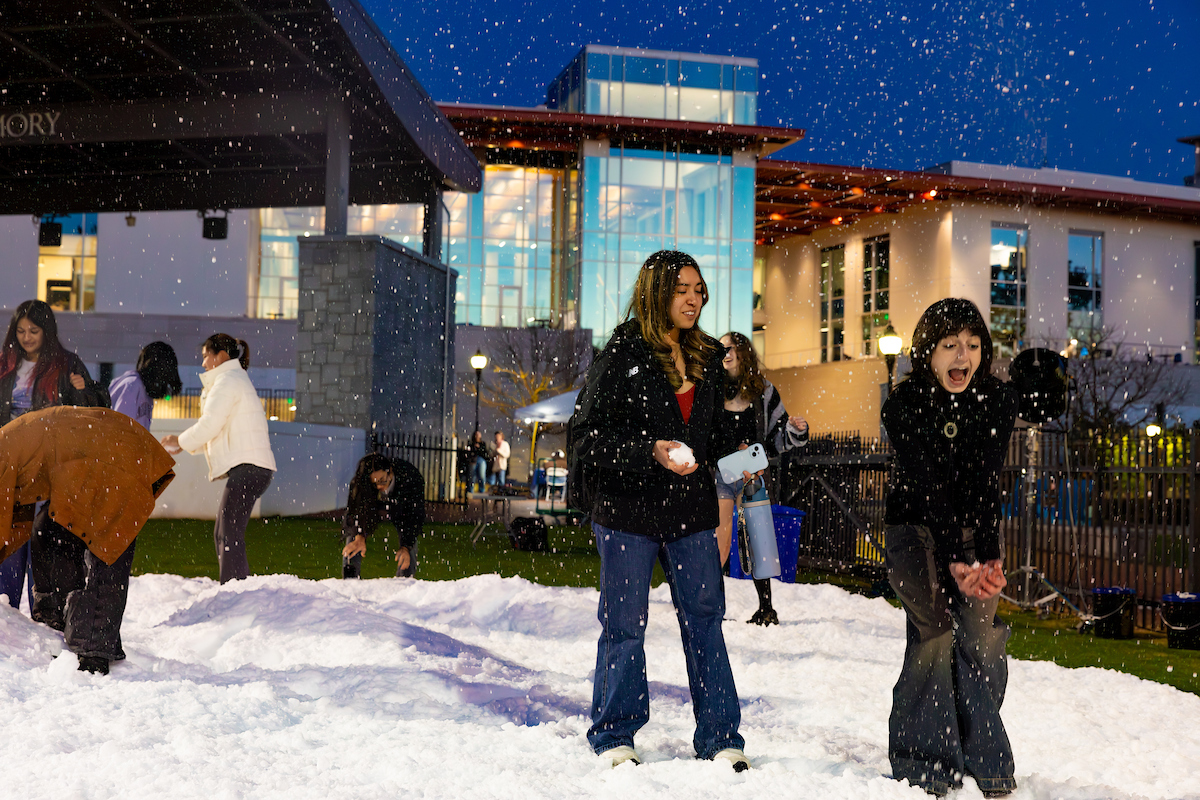 students standing on snow
