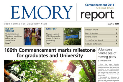 front cover of Emory Report Commencement 2011