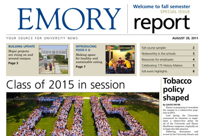 front cover of the Emory Report Fall Semester 2011 issue