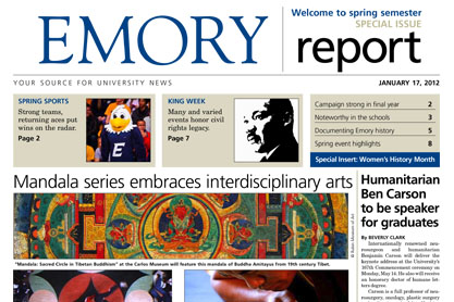 front cover of the Emory Report Spring Semester 2012 issue
