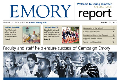 front cover of Emory Report Spring Semester 2013 issue