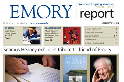 front cover of the Emory Report spring semester issue for 2014