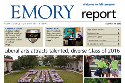 front cover of Emory Report Fall Semester 2012 issue