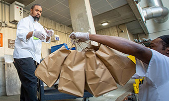 Workers delivering food