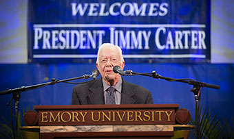 President Jimmy Carter speaks at the Carter Town Hall