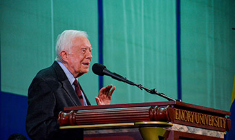 President Carter addresses a crowd