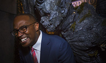 Ken Carter poses with a creature at Netherworld