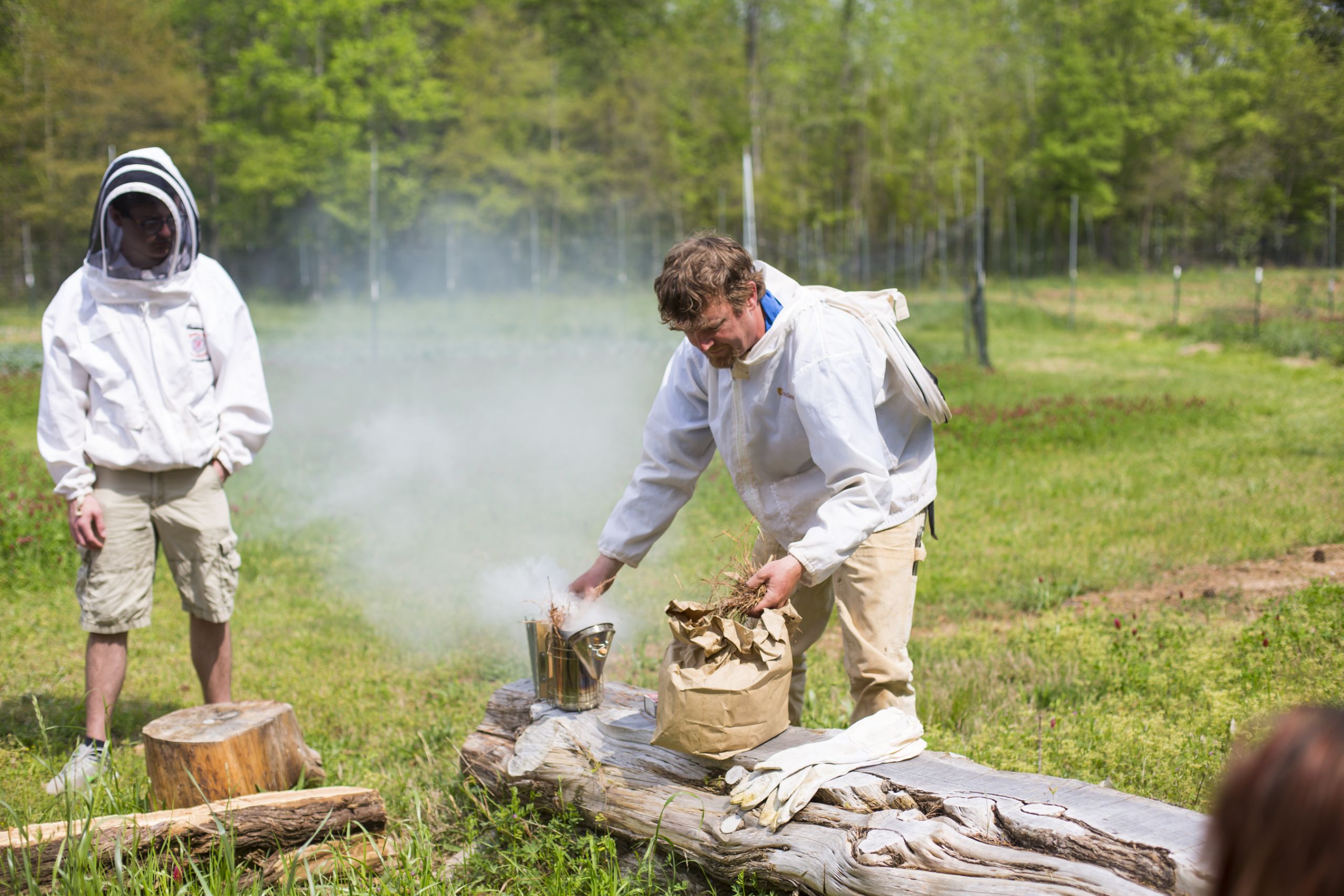 Two beekeepers at the farm
