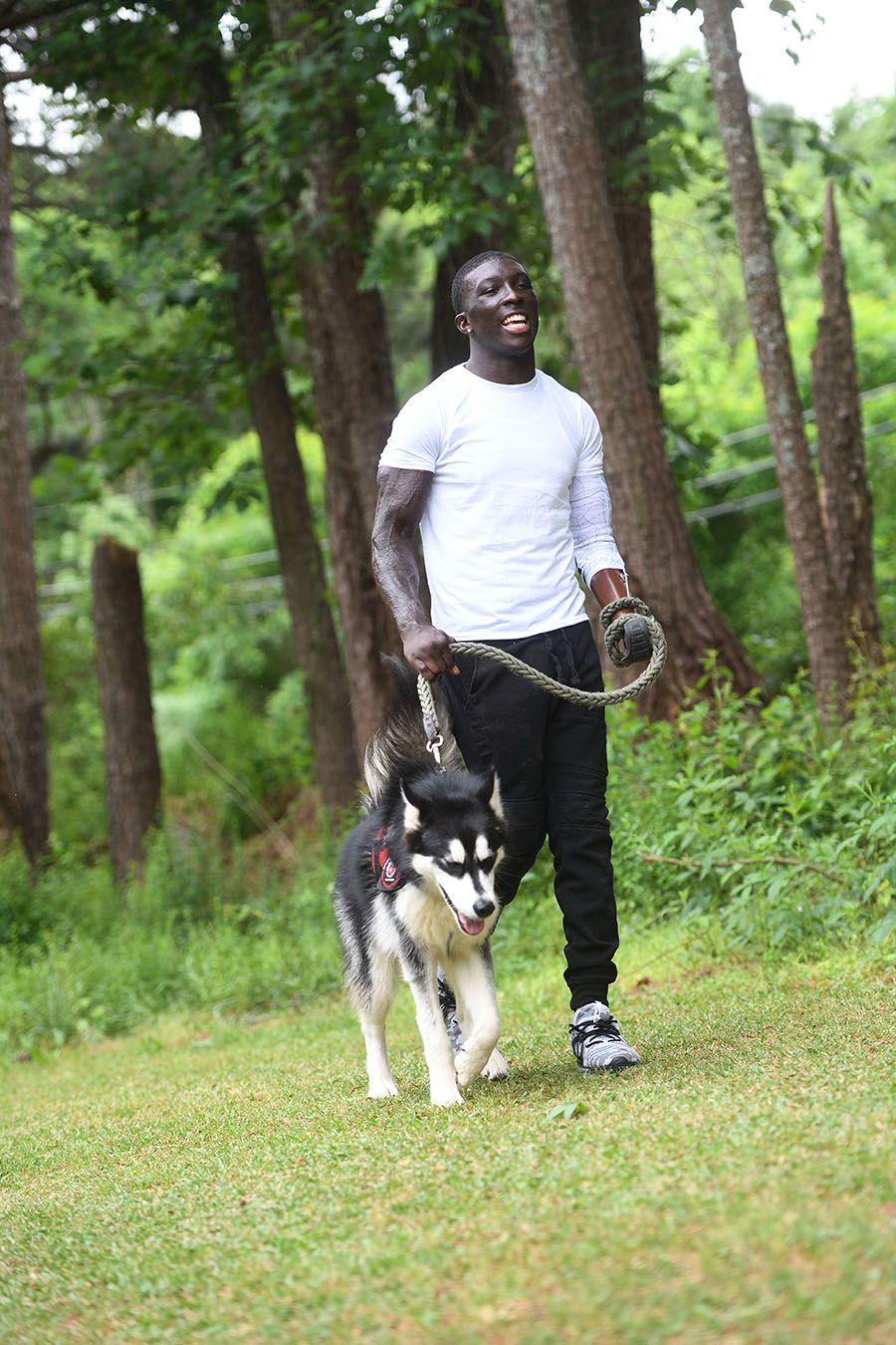 Richardson runs with his dog in an Atlanta-area park.