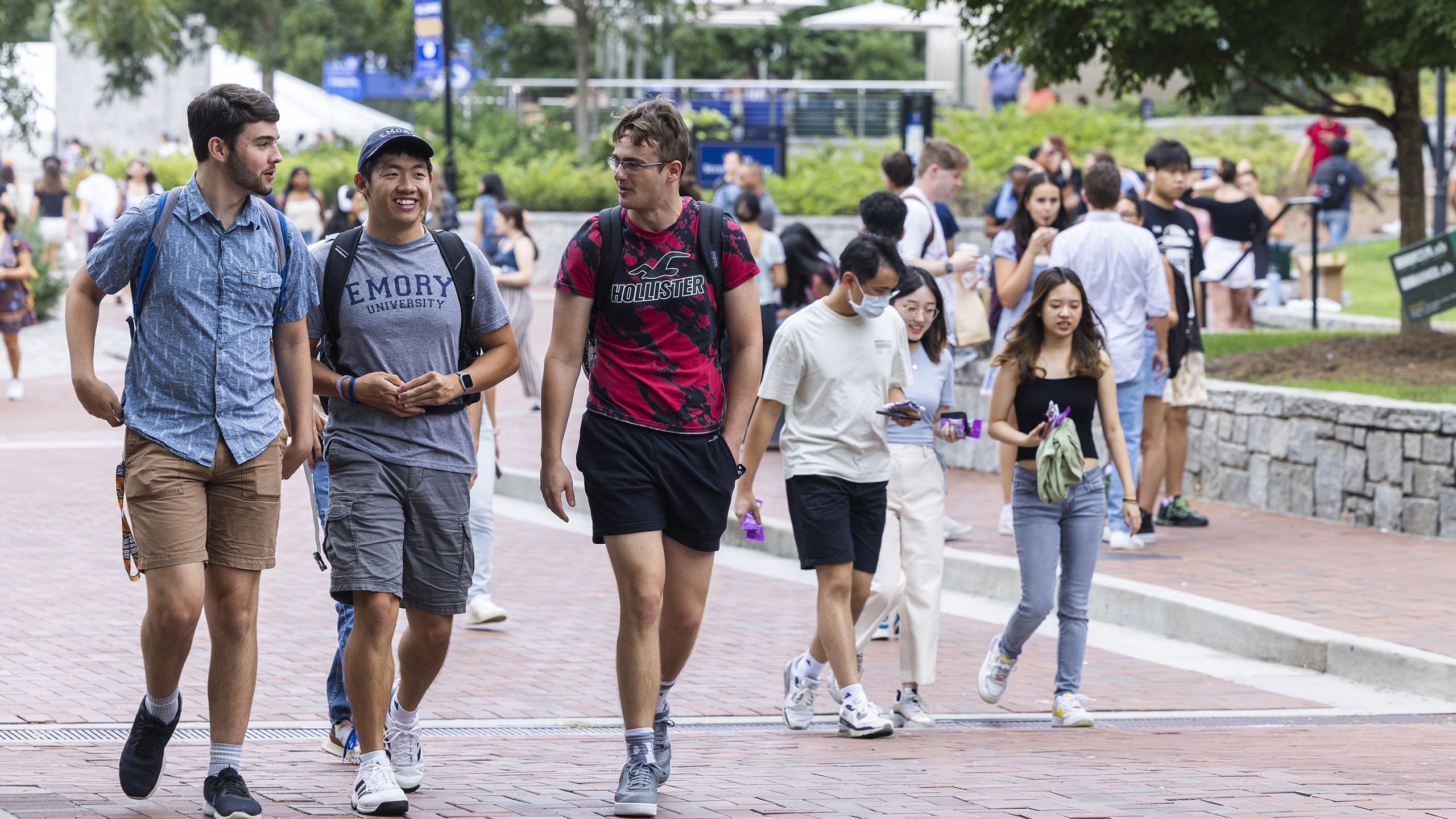 Group of students walking on campus