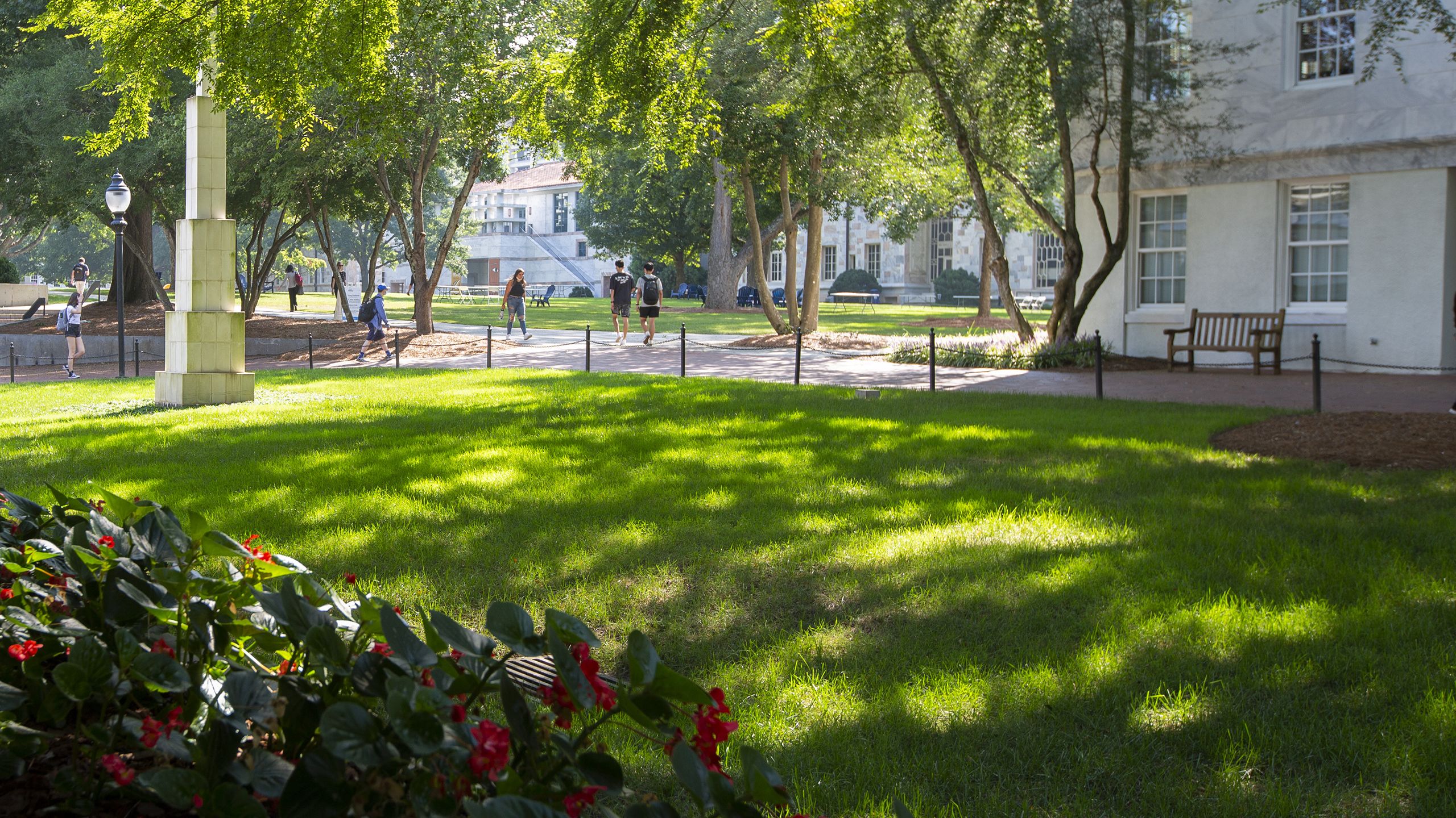 Students walking on campus