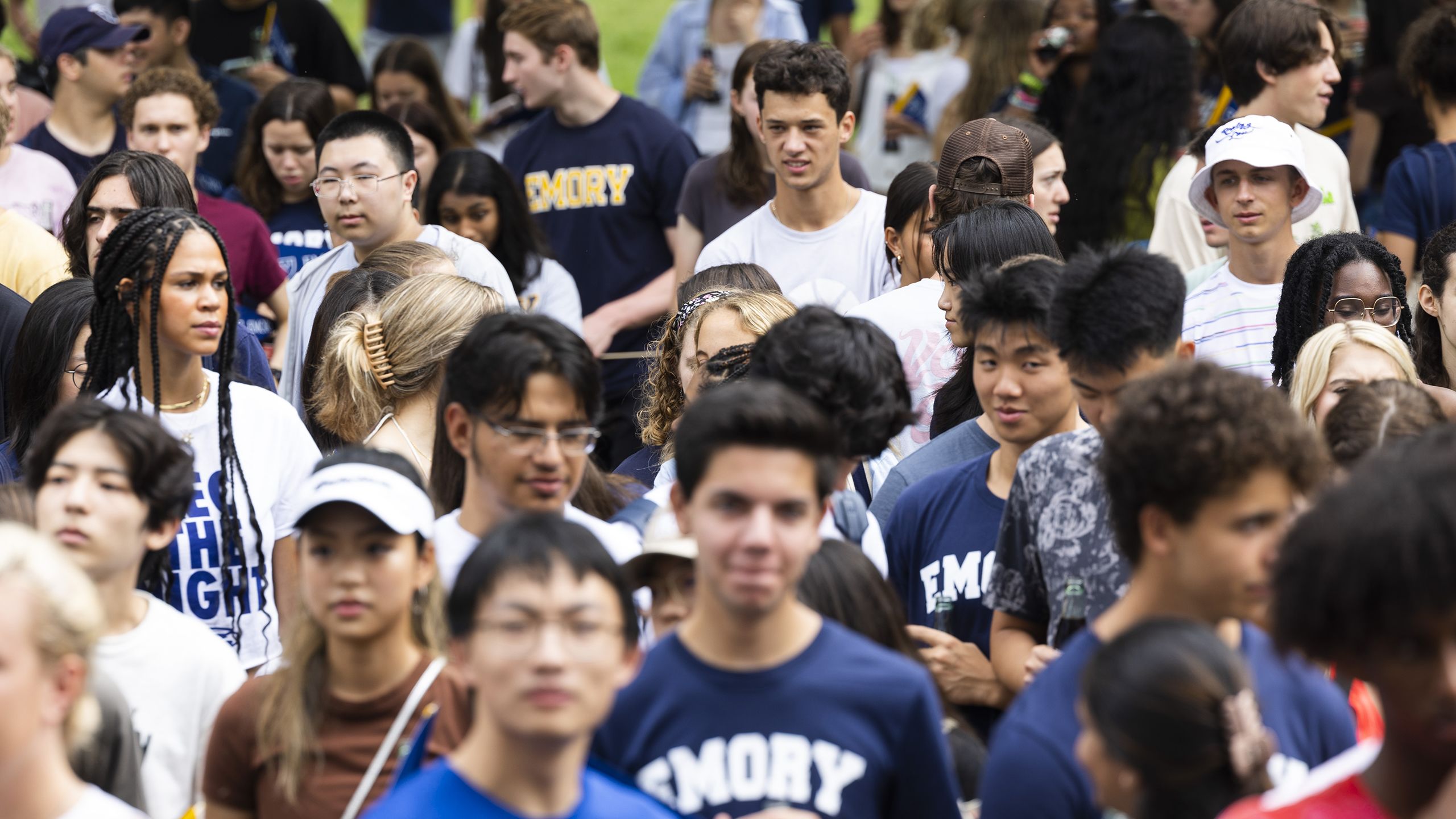 Crowd shot of students on quad