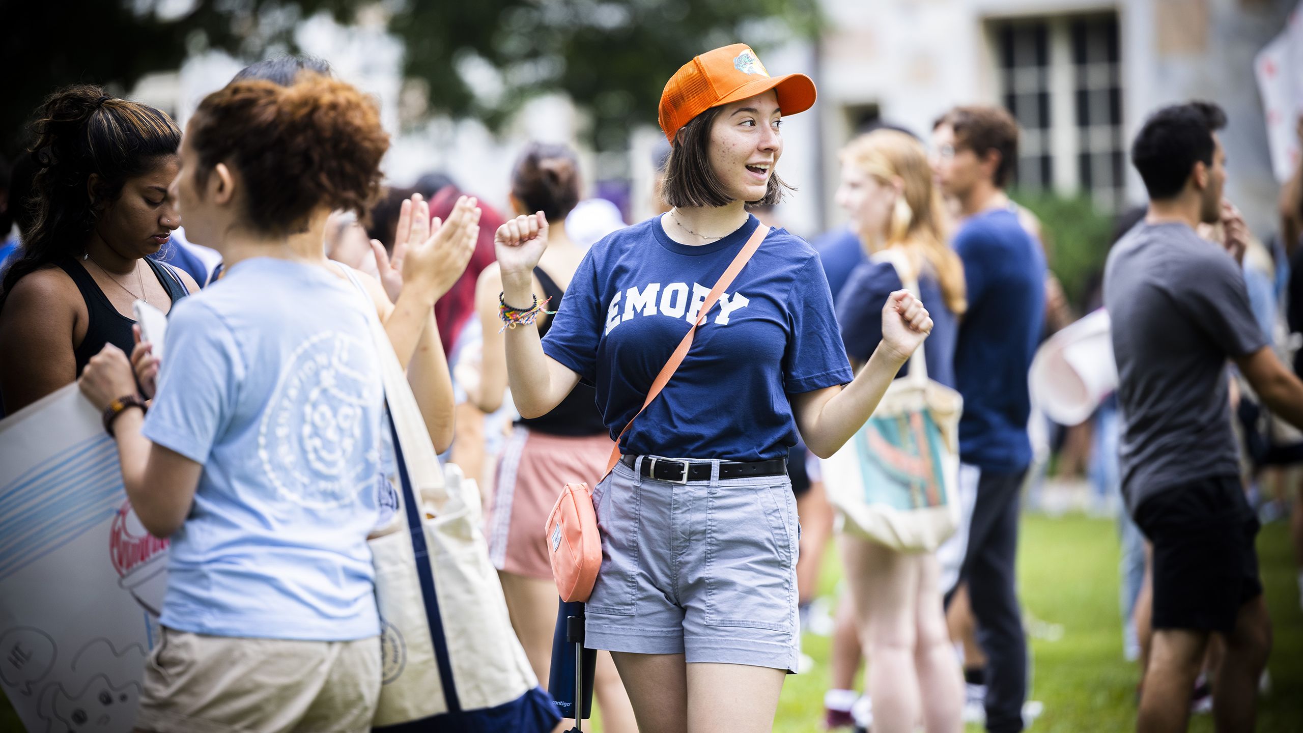 Students gathering on quad